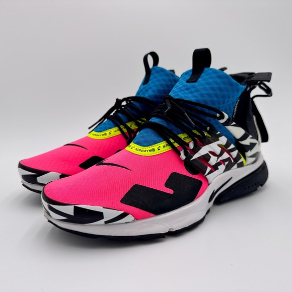 NIKE Men's US 11 Air Presto Mid x Acronym Hot Pink Racer Blue Sneakers - Picture 1 of 7